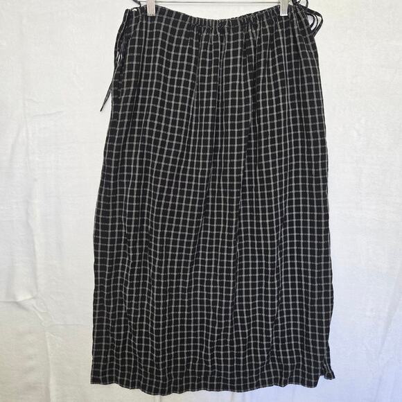 UNIQLO C Women Modern Minimalist Elevated Basic Check Gathered Hips Midi Skirt S - Picture 11 of 11